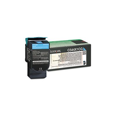 CARTRIDGE, TONER, LEXMARK, C544X1CG, Extra High-Yield, 4000 Page-Yield, Cyan