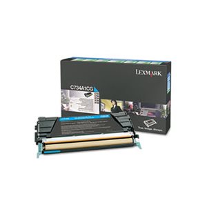 CARTRIDGE, TONER, LEXMARK, C734A1CG, Return Program, 6000 Page-Yield, Cyan