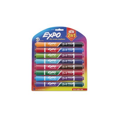 MARKER, DRY ERASE 2 IN 1 16 ASSORTED COLORS MED 8 / PK