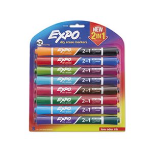 MARKER, DRY ERASE 2 IN 1 16 ASSORTED COLORS MED 8 / PK