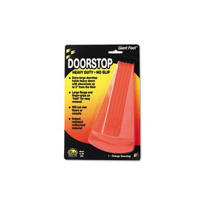 DOORSTOP, Giant Foot, No Slip, Rubber Wedge, 3.5"w x 6.75"d x 2"h, Safety Orange