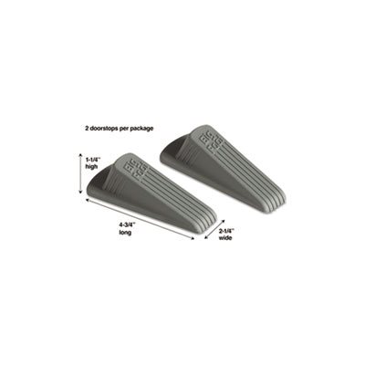 DOORSTOP, Big Foot, No Slip, Rubber Wedge, 2.25"w x 4.75"d x 1.25"h, Gray, 2 / Pack