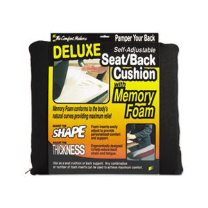 CUSHION, Deluxe Seat / Back, w /  Memory Foam, 17"w x 2.75"d x 17.5"h, Black