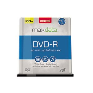 DVD-R Discs, MAXELL, 4.7GB, 16x, Spindle, Gold, 100 / Pack