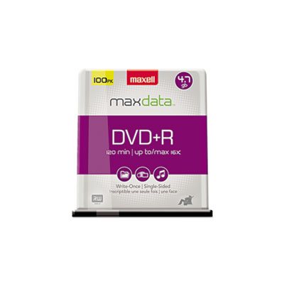 DVD+R Discs, MAXELL, 4.7GB, 16x, Spindle, Silver, 100 / Pack