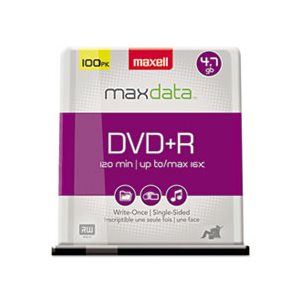 DVD+R Discs, MAXELL, 4.7GB, 16x, Spindle, Silver, 100 / Pack