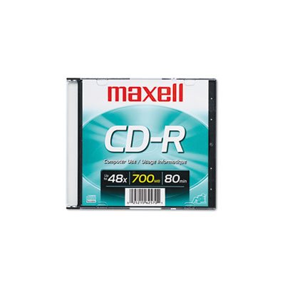 CD-R Disc, MAXELL, 700MB / 80min, 48x, w /  Slim Jewel Case, Silver