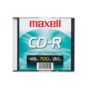 CD-R Disc, MAXELL, 700MB / 80min, 48x, w /  Slim Jewel Case, Silver