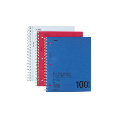 NOTEBOOK, DuraPress Cover, College Rule, 11" x 8.5", White, 100 Sheets