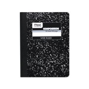 NOTEBOOK, Composition Book, Wide Rule, 9.75" x 7.5", White, 100 Sheets