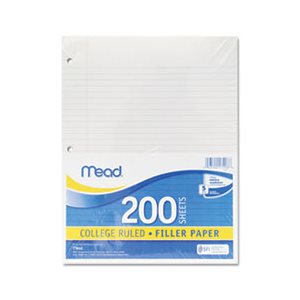 PAPER, FILLER, 15lb, College Rule, 11" x 8.5", White, 200 Sheets