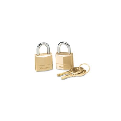 LOCKS, Three-Pin, Brass Tumbler, .75" Wide, 2 Locks & 2 Keys, 2 / Pack