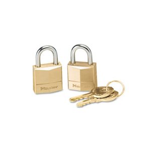 LOCKS, Three-Pin, Brass Tumbler, .75" Wide, 2 Locks & 2 Keys, 2 / Pack