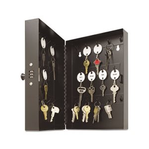 KEY CABINET, Hook-Style, 28-Key, Steel, Black, 7.75"w x  3.25"d x 11.5"h