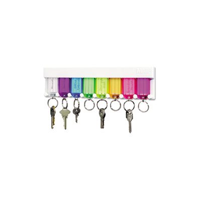 KEY RACK, Multi-Color, 8-Key, 2.75" x .5" x 10.5", Plastic, White