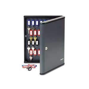 KEY CABINET, Security, 60-Key, Steel, Charcoal Gray, 12" x 2.375" x 14.75"