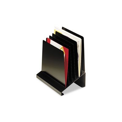 ORGANIZER, Slanted, Vertical, Six-Sections, Steel, 11" x 7.25" x 11.5", Black