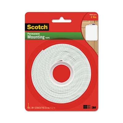 MOUNTING TAPE, FOAM, DOUBLE-SIDED, PERMANENT, HIGH-DENSITY, 1" x 125"