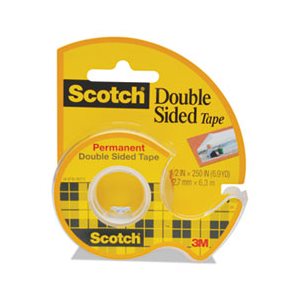 TAPE, SCOTCH 665, Double-Sided, Permanent, in Handheld Dispenser, .5" x 250", Clear