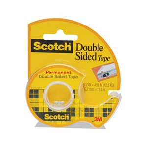 TAPE, SCOTCH 665, Double-Sided, Permanent, IN Hand Dispenser, .5" x 450", Clear