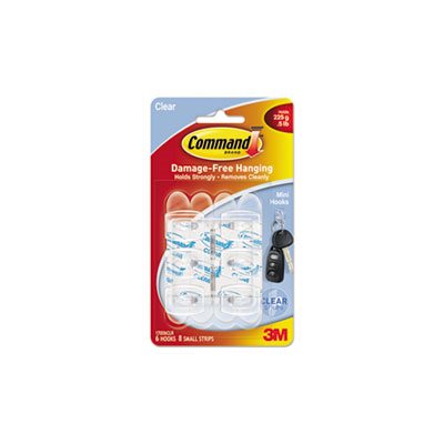 HOOKS, COMMAND, CLEAR, PLASTIC, MINI, 6 HOOKS / PACK