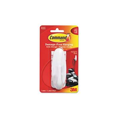 HOOK, COMMAND, UTILITY, DESIGNER, LARGE, 5LB CAPACITY, WHITE, 1 / PACK