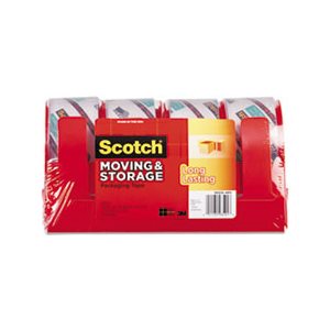 TAPE, PACKAGING, SCOTCH, Moving & Storage, 1.88" x 38.2yds, 3" Core, Clear, 4 Rolls / Pack