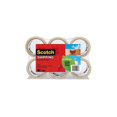 TAPE, PACKAGING TAPE, SCOTCH, Greener Commercial Grade, 1.88" x 49.2 yd, 3" Core, 6 / Pack, Clear