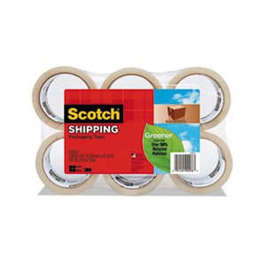 TAPE, PACKAGING TAPE, SCOTCH, Greener Commercial Grade, 1.88" x 49.2 yd, 3" Core, 6 / Pack, Clear