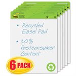 Self Stick Easel Pads, 25 x 30, White, Recycled, 6 30 Sheet Pads / Carton