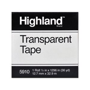 TAPE, Transparent, .5" x 1296", 1" Core, Clear