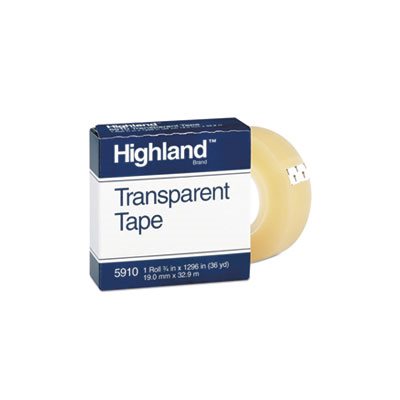 TAPE, Transparent, HIGHLAND .75" x 1296", 1" Core, Clear