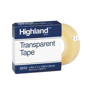 TAPE, Transparent, HIGHLAND .75" x 1296", 1" Core, Clear