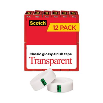 TAPE, Transparent, .75" x 1000", 1" Core, Clear, 12 / Pack