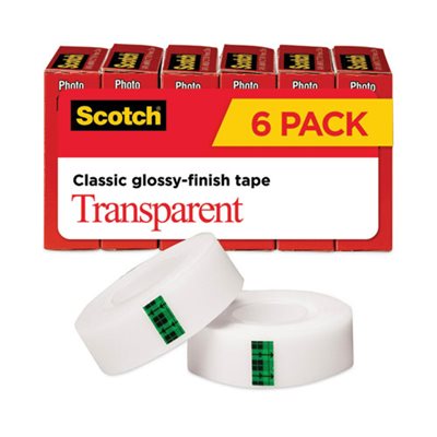 TAPE, Transparent, .75" x 1000", 1" Core, Clear, 6 / Pack