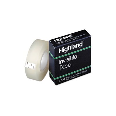 TAPE, Invisible, Permanent, Mending, .75" x 1296", 1" Core, Clear