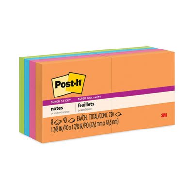 POST-IT NOTES, Pads, Rio de Janeiro Colors, 2" x 2", 90-Sheet, 8 / Pack