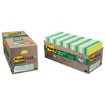 POST-IT NOTES, PADS, Recycled, Bora Bora Colors, 3" x 3", 70-Sheet, 24 / Pack