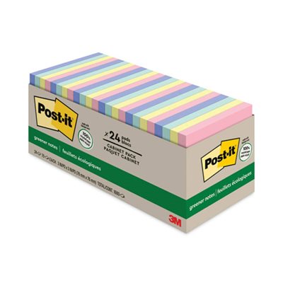 POST-IT NOTES, PAD, RECYCLED, Cabinet Pack, 3" x 3", Assorted Helsinki Colors, 75-Sheet, 24 / PACK