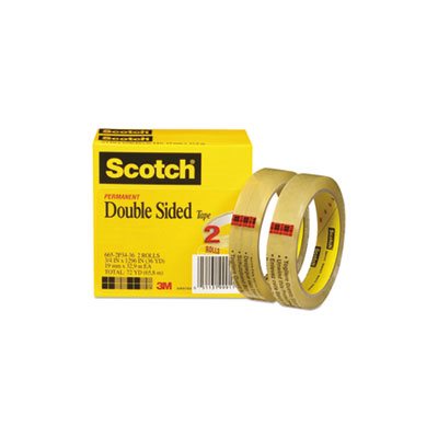 TAPE, Double-Sided, SCOTCH, .75" x 1296", 3" Core, Transparent, 2 / Pack