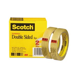 TAPE, Double-Sided, SCOTCH, .75" x 1296", 3" Core, Transparent, 2 / Pack