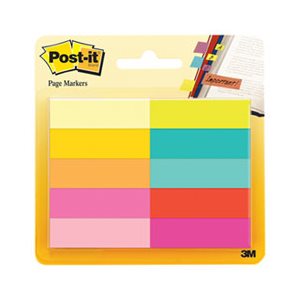 POST-IT NOTES, Page Flag Markers, Assorted Bright Colors, 50-Sheet, 10 / Pack