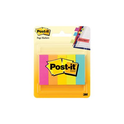 POST-IT NOTES, Page Flag Markers, ETS, Assorted Brights, 100 FLAGS / Pad, 5 / Pack