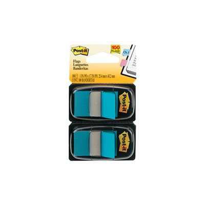 POST-IT NOTES, Page Flag MARKERS, in Dispenser, Bright Blue, 100 Flags / Dispenser