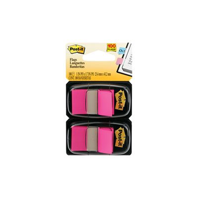 POST-IT NOTES, Page Flag MARKERS, in Dispenser, Bright Pink, 100 Flags / Dispenser, 2 / PACK