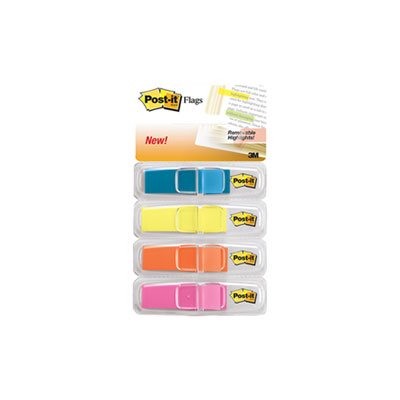 POST-IT NOTES, PAGE FLAG MARKERS, FOUR Bright Colors, .5" x 1.75", 35 / Color, 4 DISPENSERS / PACK