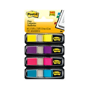 POST-IT NOTES, Page Flag Markers in Dispensers, Small, Four Colors, 35 / Color, 4 Dispensers / Pack