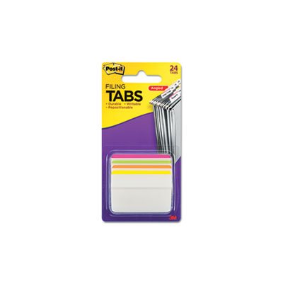 FILE TABS, POST-IT, Angled, 2" x 1.5", Striped, Assorted Brights, 24 / Pack