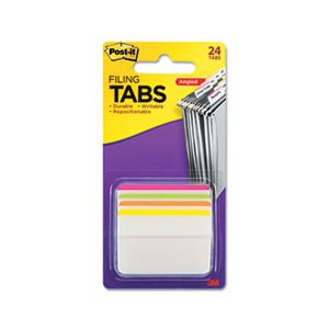 FILE TABS, POST-IT, Angled, 2" x 1.5", Striped, Assorted Brights, 24 / Pack