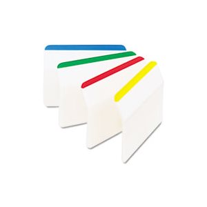 FILE TABS, POST-IT, Angled, 2" x 1.5", Striped, Assorted Primary Colors, 24 / Pack